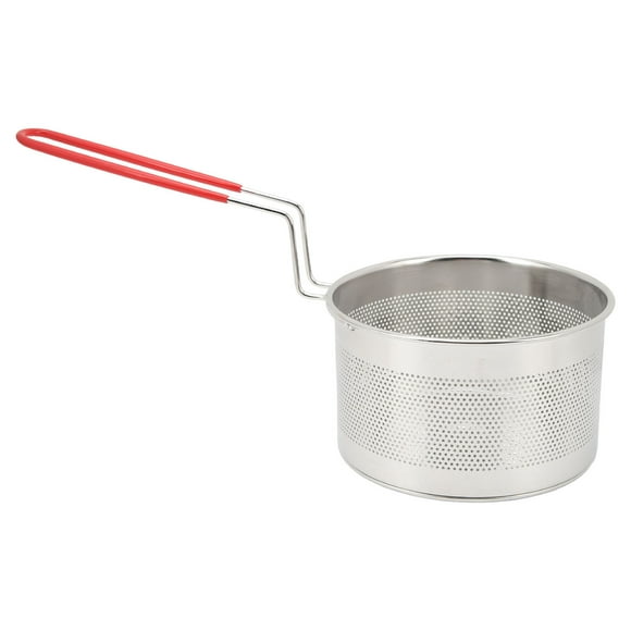 Cesta para freír redonda de acero inoxidable 304 con asa para patatas fritas, aros de cebolla, pollo, pasta, pequeña, 16 cm