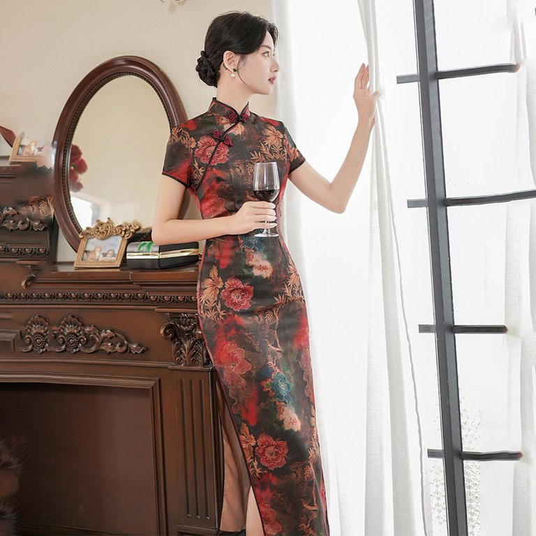 Women Chinese Cheongsam Faux Silk Stain Dress Oriental Ball Gown Long Qipao - Walmart.com Women Chinese Cheongsam Faux Silk Stain Dress Oriental Ball Gown Long Qipao - Walmart.com