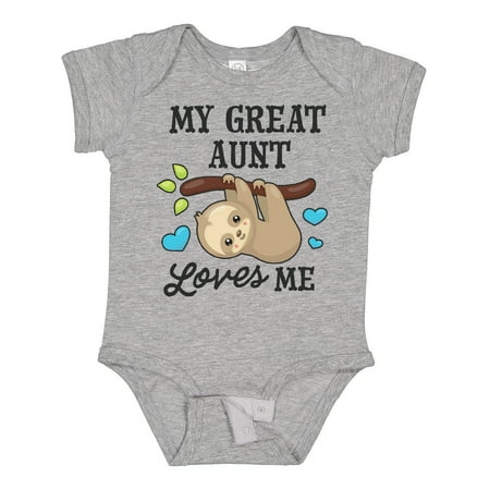 

Inktastic My Great Aunt Loves Me with Sloth and Hearts Boys or Girls Baby Bodysuit