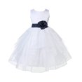 thumbnail image 2 of Ekidsbridal Girl Pageant Flower Girl Dress - White Tiered Organza with Bow Sash 4613T-A (Size: S-12), 2 of 3