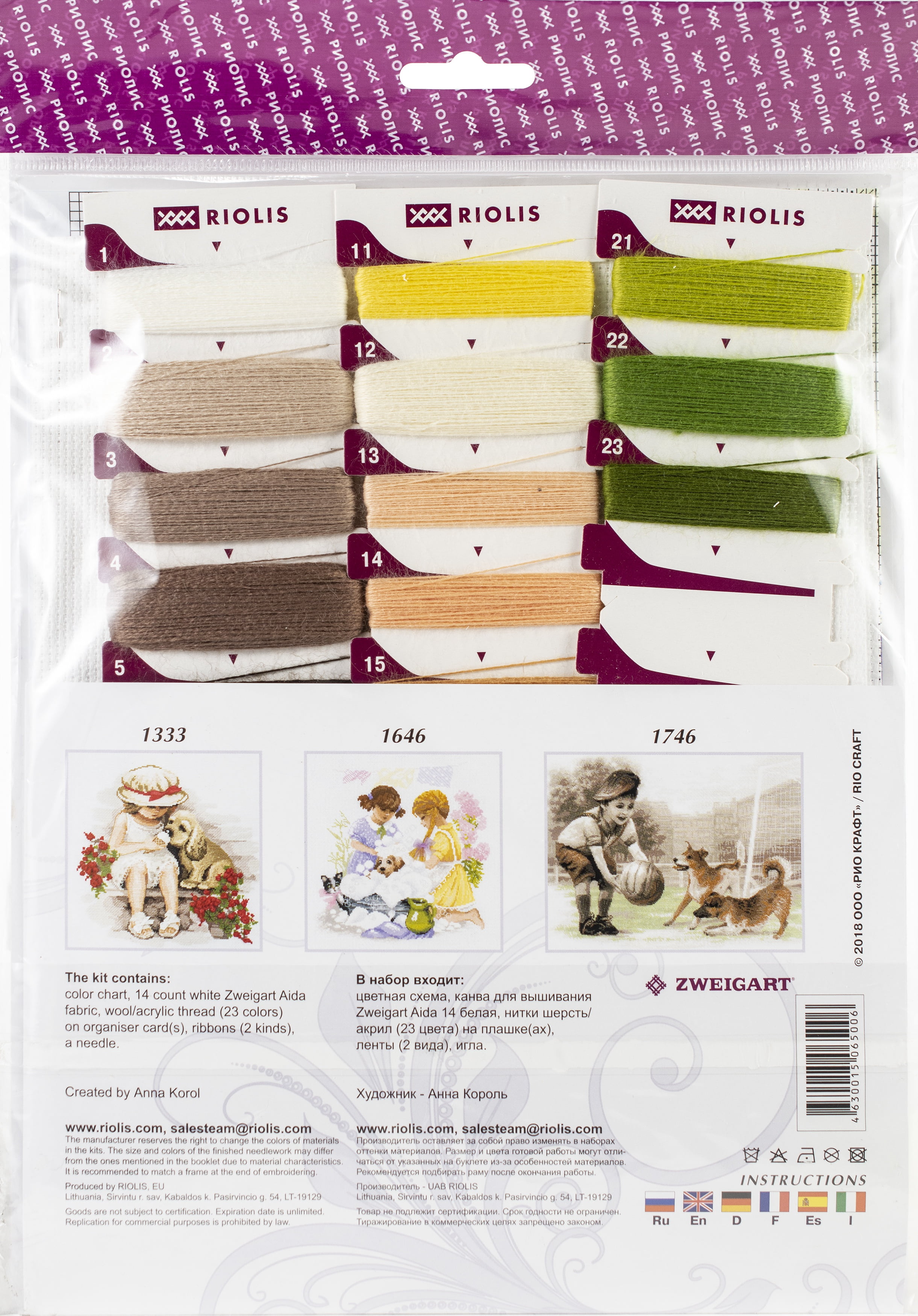 Riolis Cross Stitch Kit Girl With Ducklings