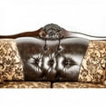 thumbnail image 4 of Traditional Tan/Dark Brown Leatherette Fabric 1pc Sofa Home Furniture, 4 of 8