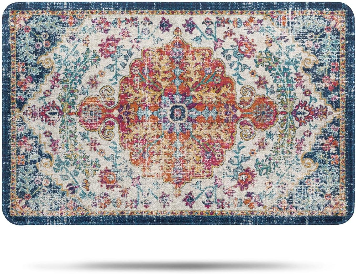 Bohemian Vintage Bathroom Rug NonSlip Soft Bath Rug Machine Washable