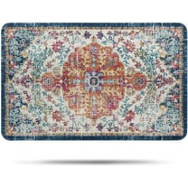 Bohemian Vintage Bathroom Rug Non-Slip Soft Bath Rug Machine Washable Oriental Persian Bathroom Mat Traditional Farmhouse Floral Floor Mat for Bathtub Shower Entrance, 17'''' x 27''''