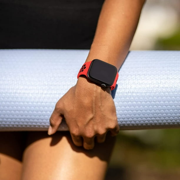Correa para Apple Watch Band rojo negro 49 mm 45 mm 44 mm 42 mm correa deportiva de silicona suave transpirable para iWatch SE Apple Watch Series 8 7 6 5 4 3 2 1 Walmart en linea