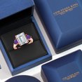thumbnail image 5 of Gem Stone King 18K Rose Gold Plated Silver Purple Amethyst Ring Set with Moissanite (8.18 Cttw), 5 of 5