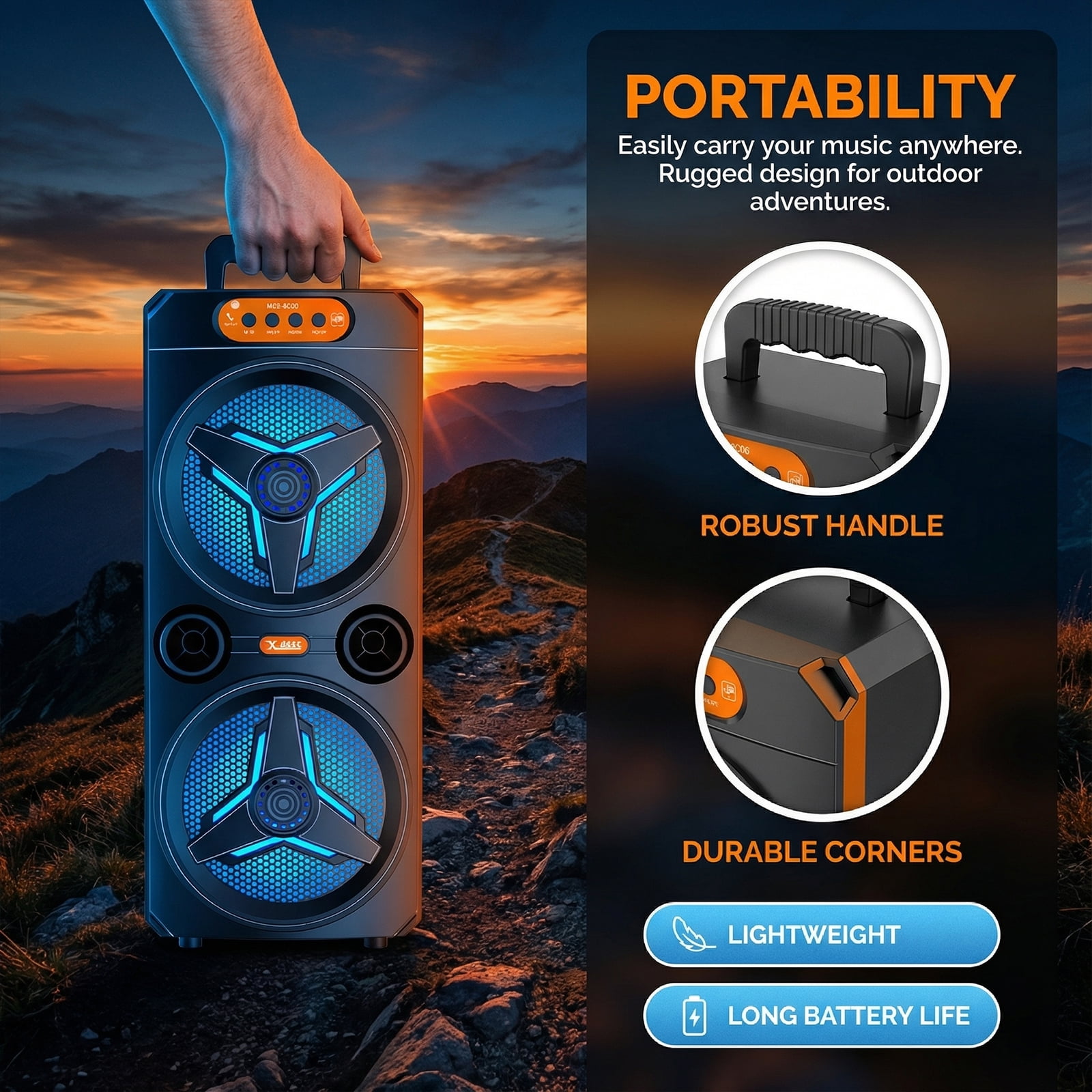 golytefs Bt Speaker with Wireless Microphone Karaoke Machine for Party Home Camping