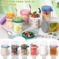 thumbnail image 3 of Ausein Recipientes de Avena de 350ML, 6 Pack Tarros de Vidrio con Tapa Herm&eacute;tica y Cuchara, Overnight Oats Jar Reutilizables para Yogurt, Caf&eacute;, T&eacute;, Az&uacute;car,, 3 of 7