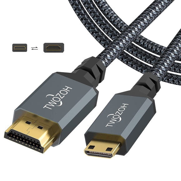Long Mini HDMI to HDMI Cable 30FT / 10M, HDMI to Mini HDMI Braided Cord Support 720P 1080P Projector, Monitor,