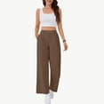 thumbnail image 2 of Womens Dress Pants, Audhol Women's Wide Leg Dress Pants 27"/29"/31" High Waisted Work Casual Sweatpants Trousers with Pockets Work Pants Women Coffee 3XL, 2 of 7