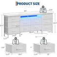 thumbnail image 3 of 63" TV Stand with 10 Fabric Storage Drawers, White Entertainment Center with Power Outlet & LED Lighting for 65"-75" TVs, 3 of 8