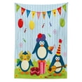 thumbnail image 3 of Ambesonne Birthday Tablecloth Rectangular Table Cover, Birthday Penguin, 60"x84", Fern Green Pale Blue, 3 of 4