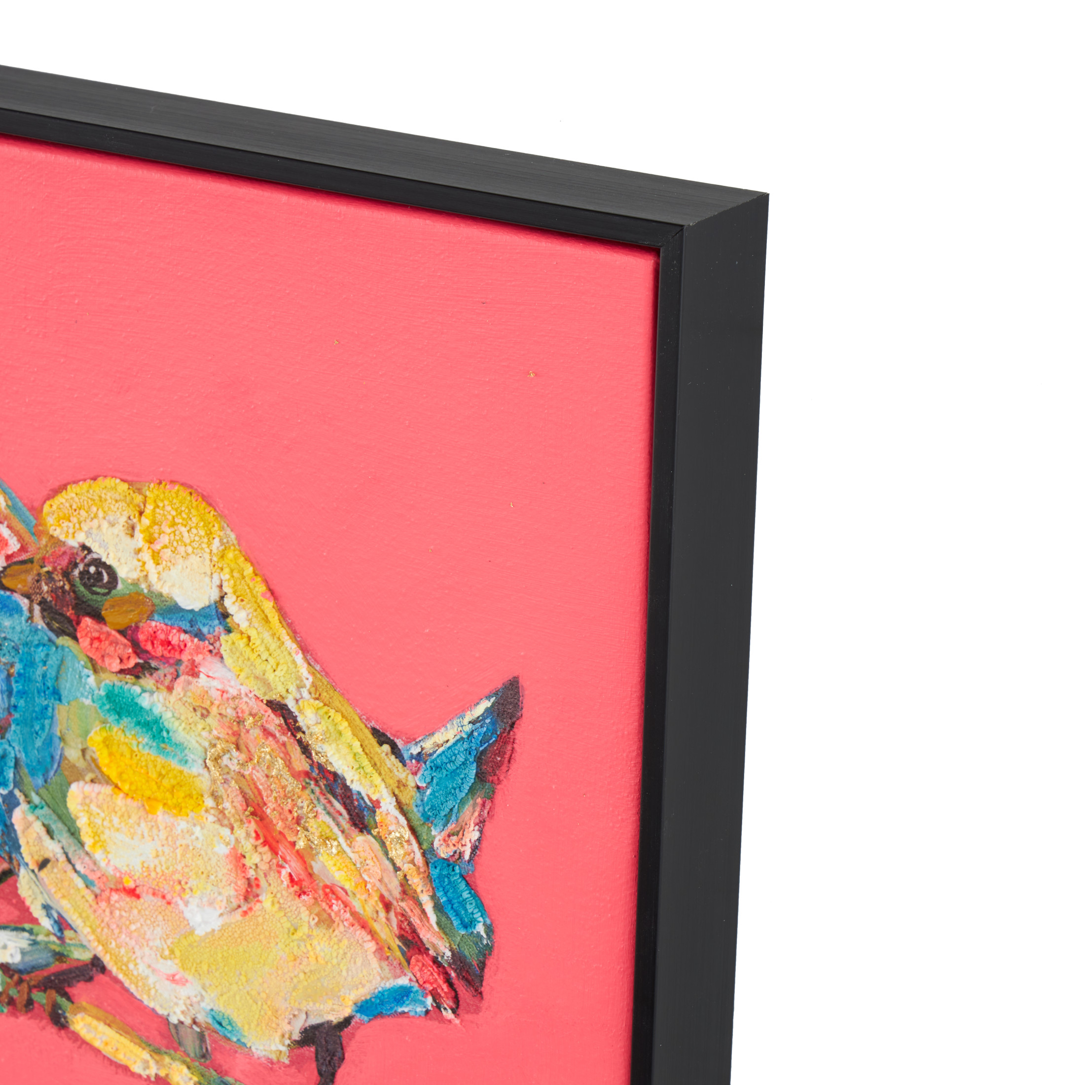 13" x 13" Colorful Bird Framed Wall Art with Black Frame and Gold Foil Accents, by DecMode (2 Count)