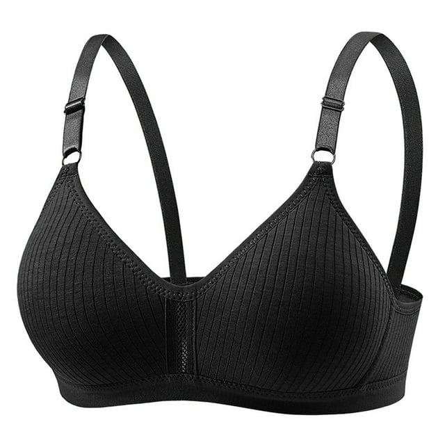 Birdeem Bras for Women Women Solid No-Wire Threaded Gathered Back Button Underwear Bra