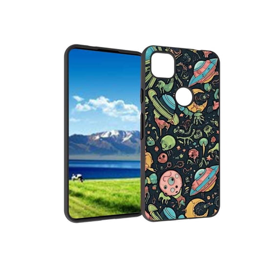 Compatible with Google Pixel 4A 4G Phone Case, Alien-Horror-83 Case Men Women, Flexible Silicone Shockproof Case for Google Pixel 4A 4G