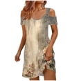 thumbnail image 5 of PNTUTB Summer Women's Fashion Dress: Casual Loose Printed V-Neck Spaghetti-Strap Off-the-Shoulder Short-Sleeve Slimming Flattering, 5 of 6
