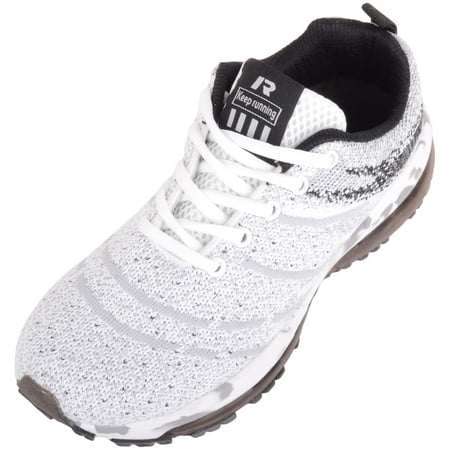

ABSOLUTE FOOTWEAR Mens Lace Up Lightweight Breathable Mesh Sports Trainers Sneakers - White/Black - US 12