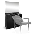 thumbnail image 2 of Artist Hand All in One Salon Shampoo Station Backwash Sink with USB, 110V Outlets, Bowl, Mirror, Drawer, Shelf, 2 Doors, 3 Holes, P Trap (Black), 2 of 9