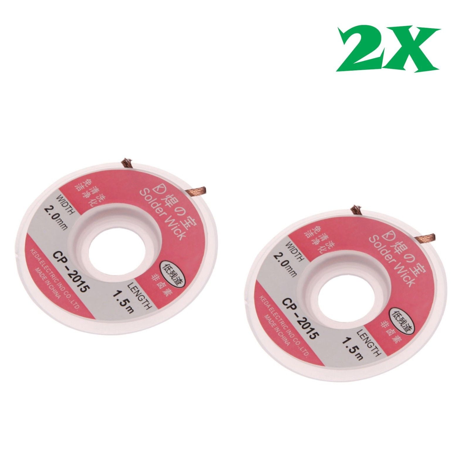 2 Rolls 2mm x 5ft Desoldering Braid Wick Solder Remover with No Residue
