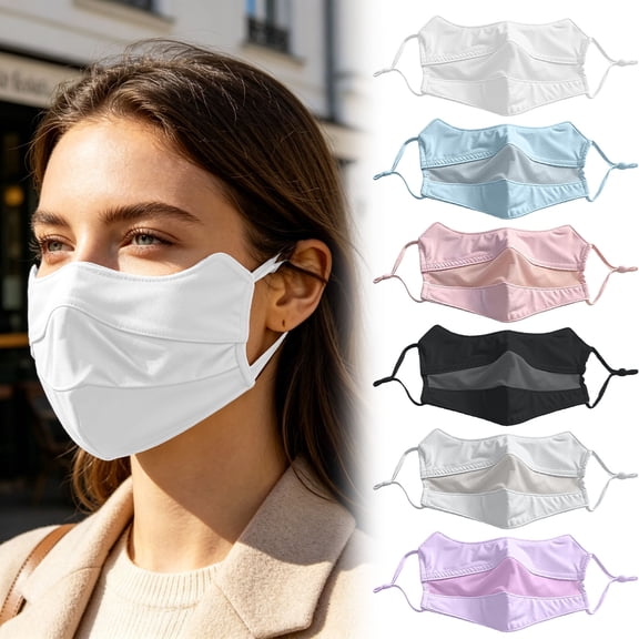 YANDE - 1pc Ice Silk Cooling Sunscreen Face Cover, Adjustable Ear Loop, Breathable Universal Protective Mask for Hiking Swimming Mountaineering Daily Commute (Black)