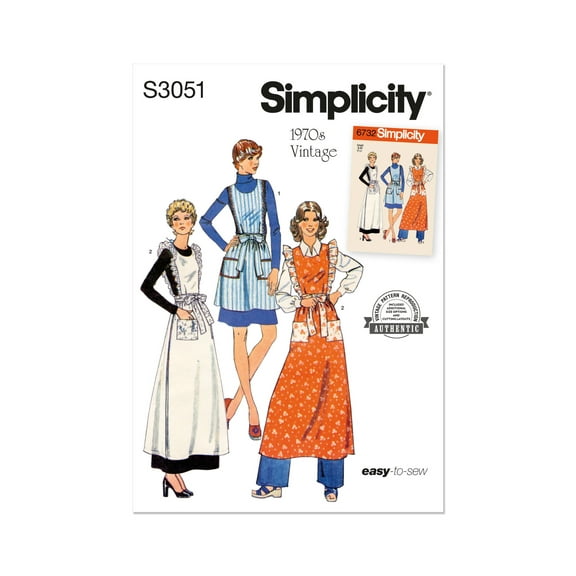 Simplicity Sewing Pattern 3051 - 1970s Misses' Apron in Two Lengths, Size: A (S-L)