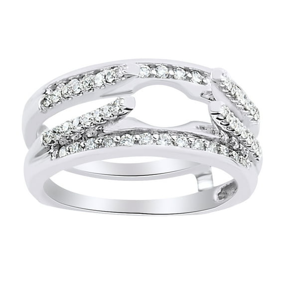 AFFY Round Shape White Natural Diamond Enhancer Ring Guard In 14K White Gold (0.5 Cttw)