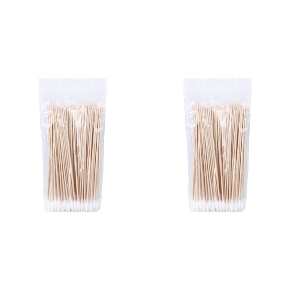 200PCS Long Cotton Swabs - 6" Cleaning Cotton Swab Buds with Wooden Sticks, Microblading Eyeshadow Tip Applicators, Microswabs Swabsticks for Dogs Makeup Nail Art Tattoo Permanent Supplies