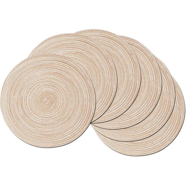 38x38cm-lot De 6 Set De Table Coton Rond Set De Table Lavable Rsistantes La Chaleur Antidrapant Set De Table Nol Rond Beige Napperon Dcoration Po