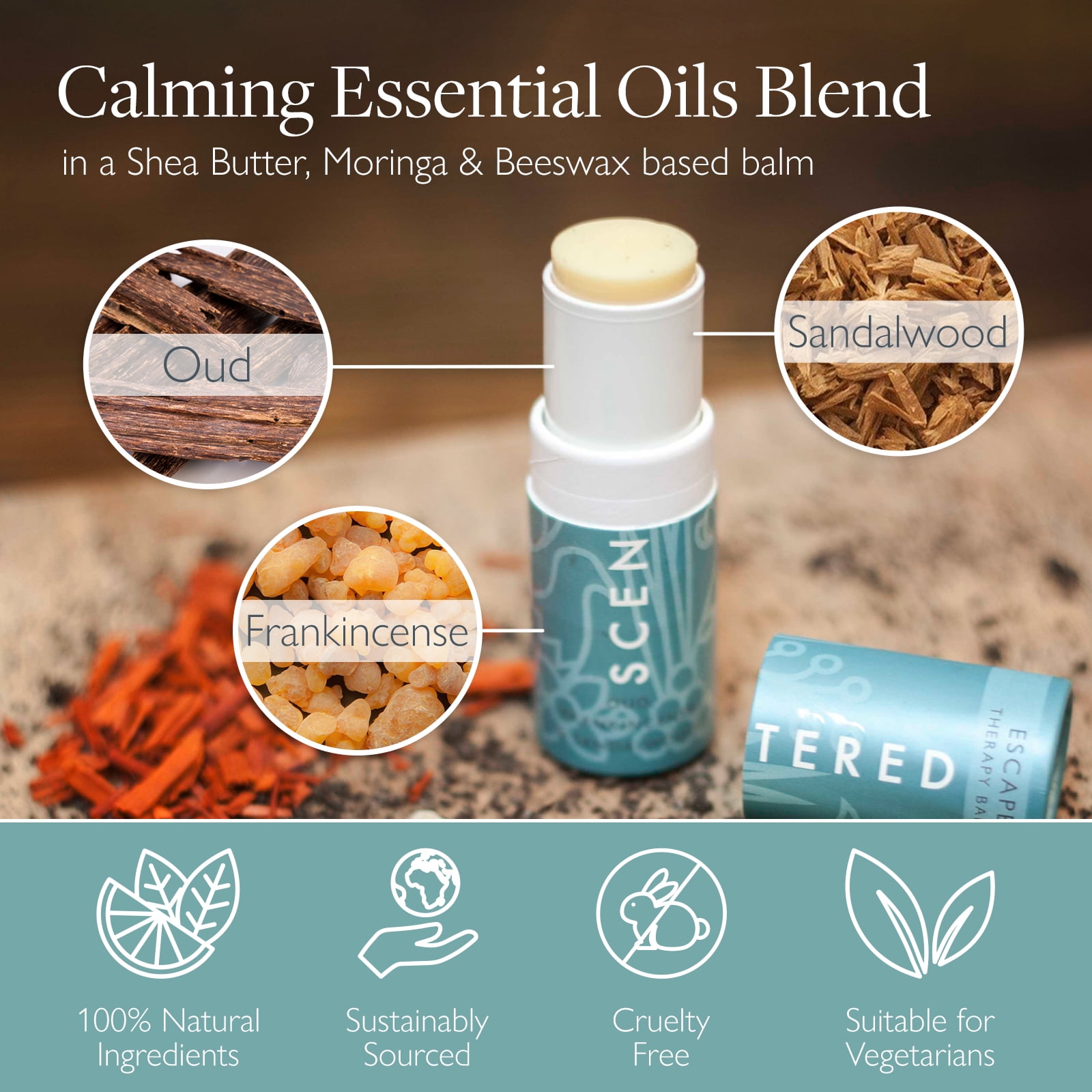 Scentered Aromatherapy Inhaler Balm ESCAPE - Relaxation & Meditation Aid - Natural Essential Oils
