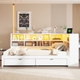 thumbnail image 2 of Euroco Wood Twin XL to King Size Daybed with Trundle and Drawers, Storage Headboard with LED Light and USB Ports, White, 2 of 11
