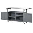 thumbnail image 4 of YIYADO Foldable Outdoor Kitchen Island, Mobile Patio Kitchen Cart with Stainless Steel Top, Lockable Wheels, Storage Cabinet & 2-Tier Spice Towel Rack, Grey, 4 of 6