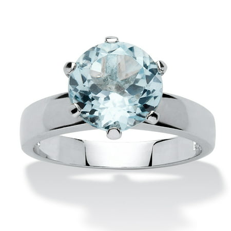 Palm Beach Jewelry - 3.80 TCW Round Genuine Blue Topaz Solitaire Ring ...