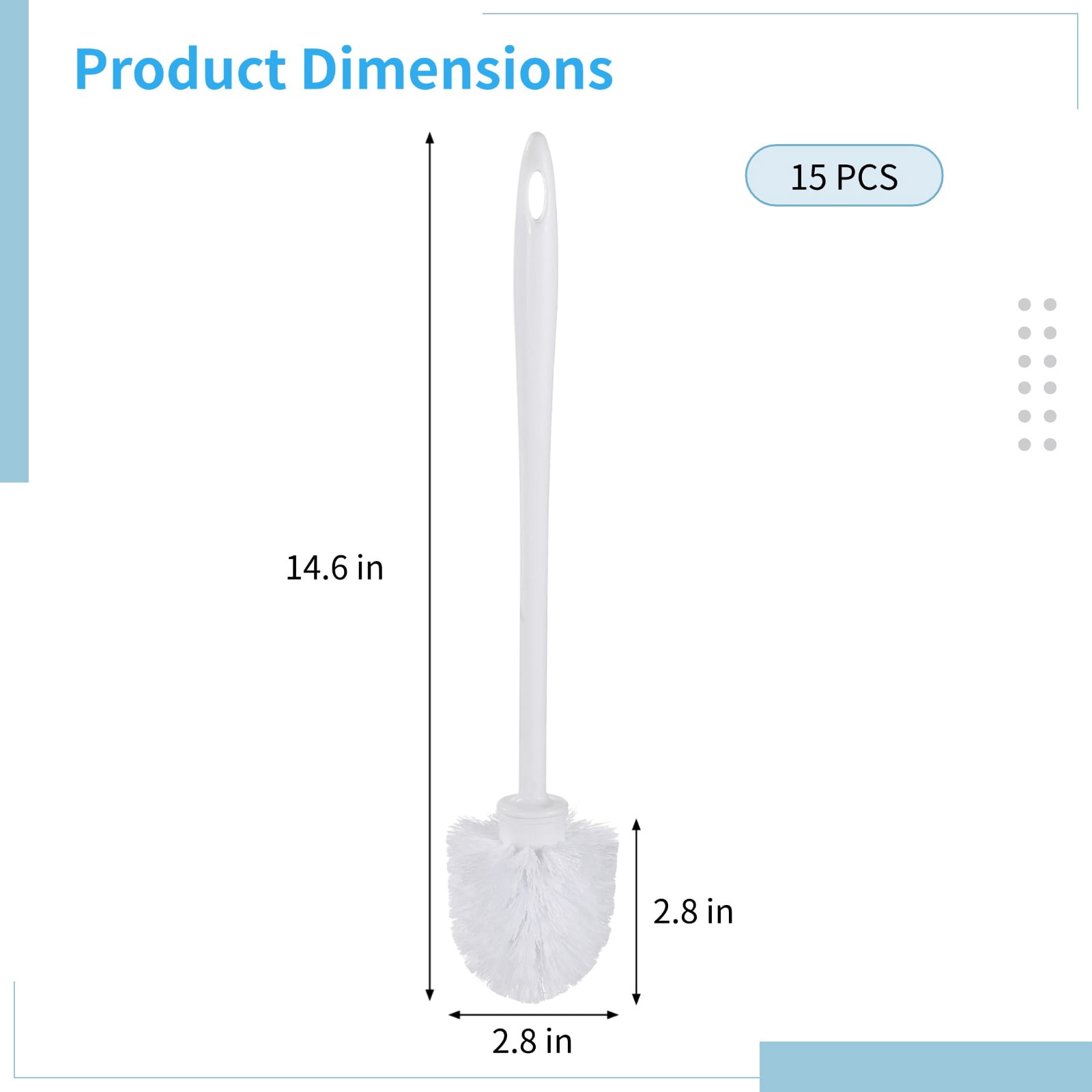 15 Pcs Toilet Brushes, Long Handle Bowl Brushes for Bathroom, Plastic Toilet Scrubber Brushes, Effective and Easy to Clean, Space-Saving Bathroom Cleaning Supplies