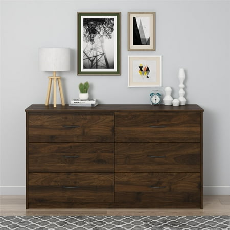 - Mainstays 6 Drawer Dresser, Columbia Walnut