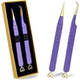 thumbnail image 5 of Precision Eyelash Extension Tweezers,Straight And Curved, with Fiber Tip, Volume & Isolation Tweezers, Japanese Stainless Steel, Unique Spotted Design (Pink Color), 5 of 8