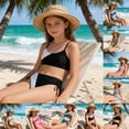 thumbnail image 2 of Toddler Swimsuit Girl 3t Ruffle Hem Striped Little Girls' Swimwear Stretchable Fabric 2 Piece Bathing Suit Printed Girl Swimwear for, 2 of 7