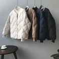 thumbnail image 2 of Chaqueta de algodón Lingge, chaqueta corta de pan para mujer, chaqueta de algodón con plumón, chaqueta de algodón sin cuello, 2 of 5
