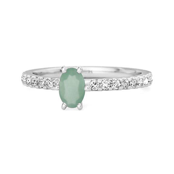 925 Sterling Silver 0.62 Ctw Emerald Solitaire Accent Dazzling Women Valentines Day Gifts Ring