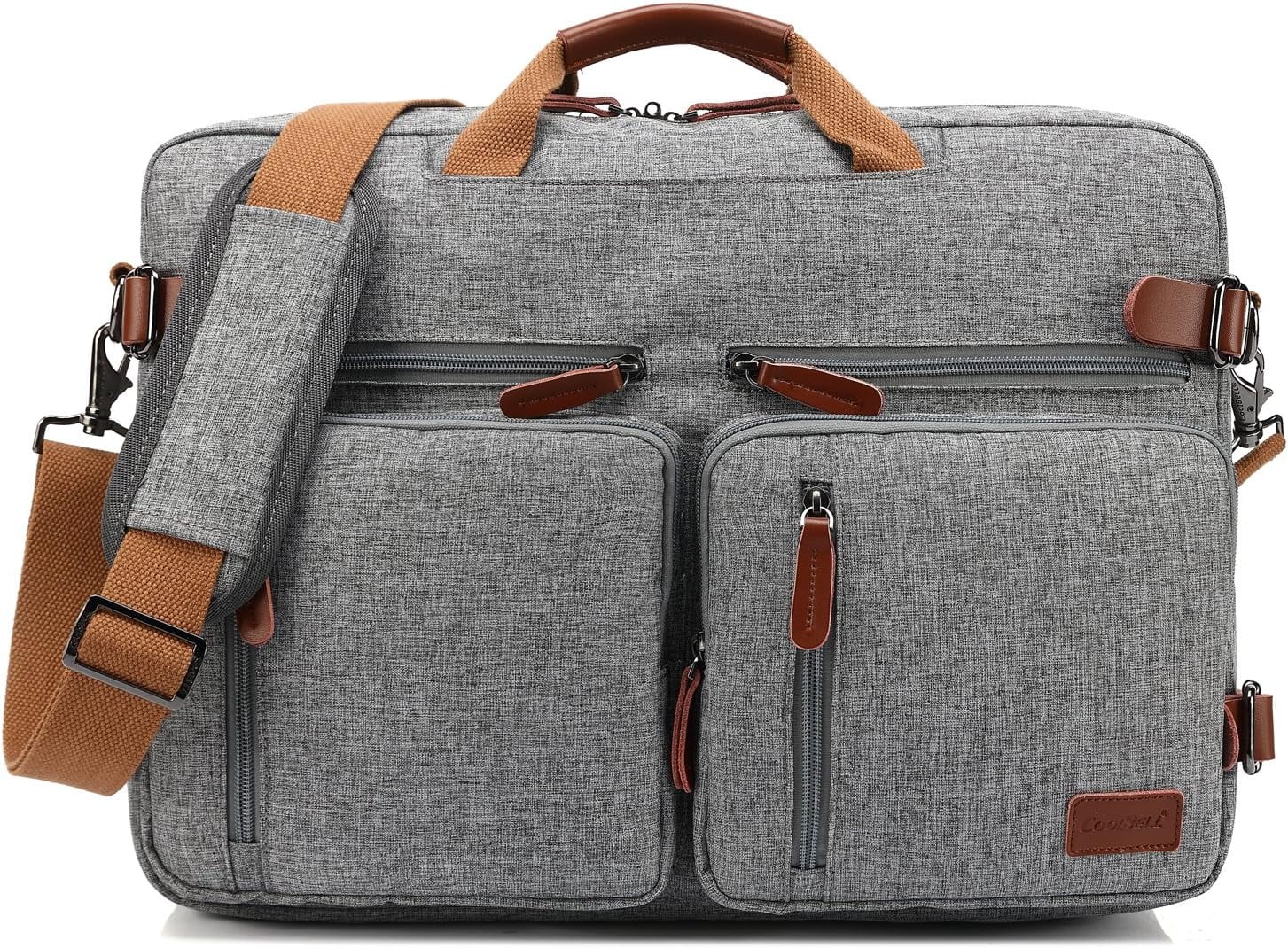 CoolBELL Convertible Backpack Messenger Shoulder bag Laptop Case Handbag Business Briefcase Multi-functional Travel Rucksack Fits 15.6 Inch Laptop For Men/Women (Cancas Dark Grey)