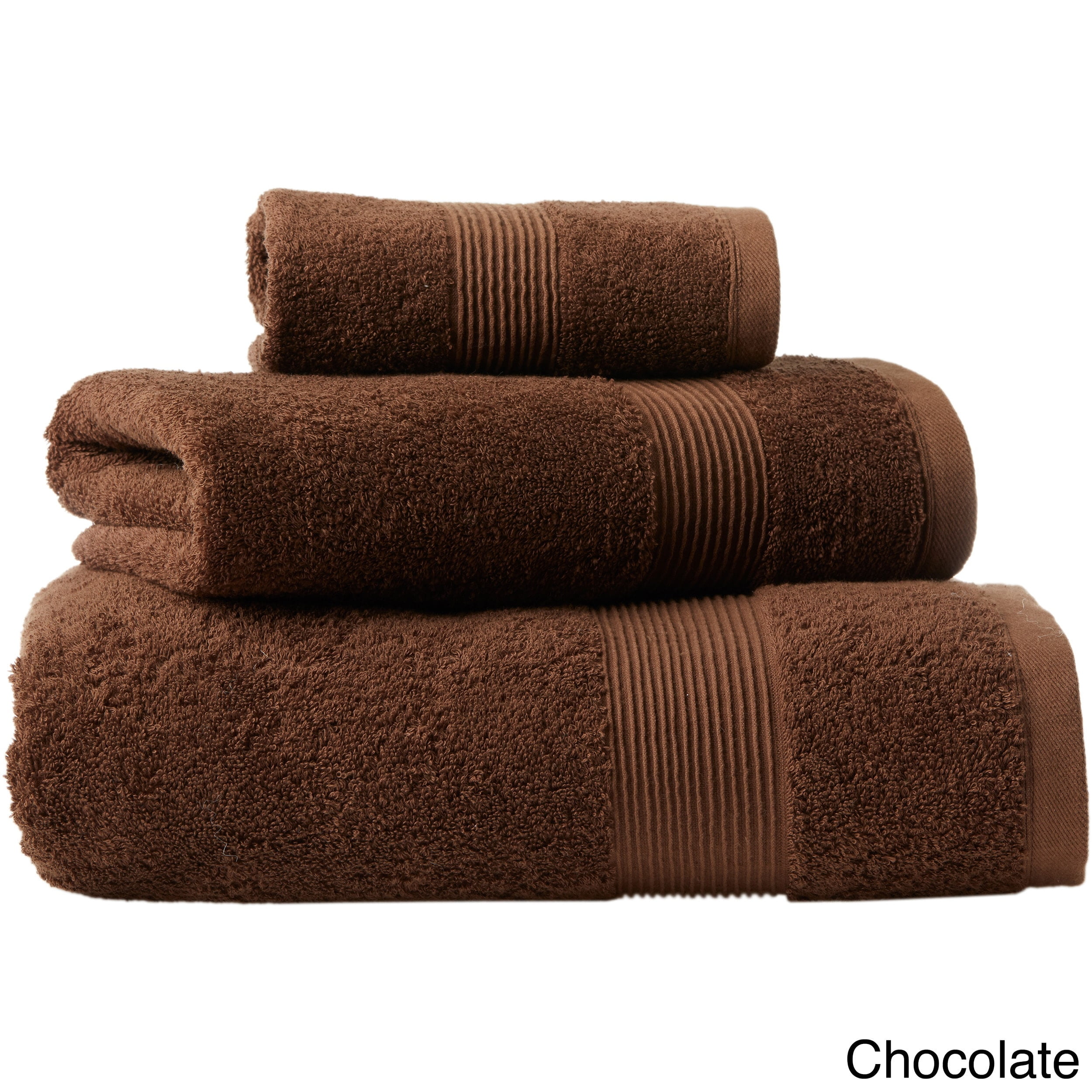 LCM Home Fashions Soft Touch Cotton Bath 3-piece Towel Set Chocolate ...