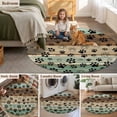 thumbnail image 5 of Teal Brown Round Area Rug 3.3 FT, Non Slip Small Entryway Kitchen Mat, Pet Paw Printed Farmhouse Dog Claws Wood Grain Washable Soft Circular Rug Non-Shedding Door Mat for Bathroom Playroom Kids Room, 5 of 9