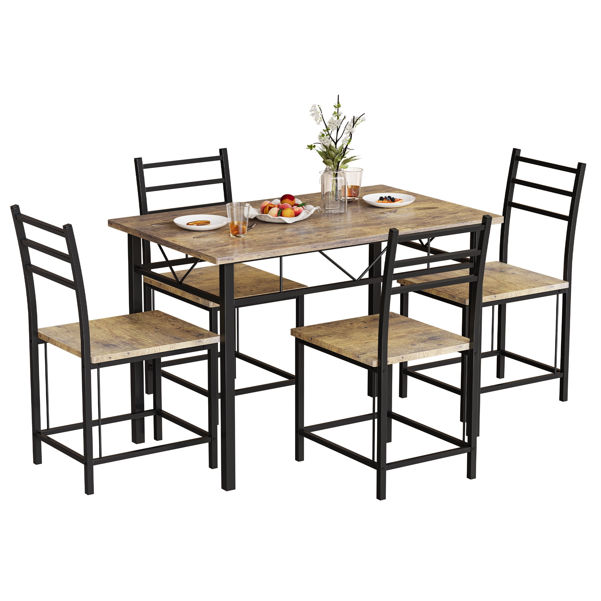 Dextrus 5 Piece Dining Set, Wood Metal 42