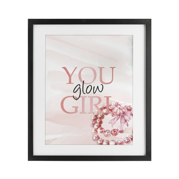 You Glow Girl Feminine Black Framed Print Under Glass, design by Kim Allen