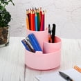 thumbnail image 5 of Unique Bargains Rotary Pen Holder 3 Slots Makeup Brush Desktop Organizer Pink, 5 of 5