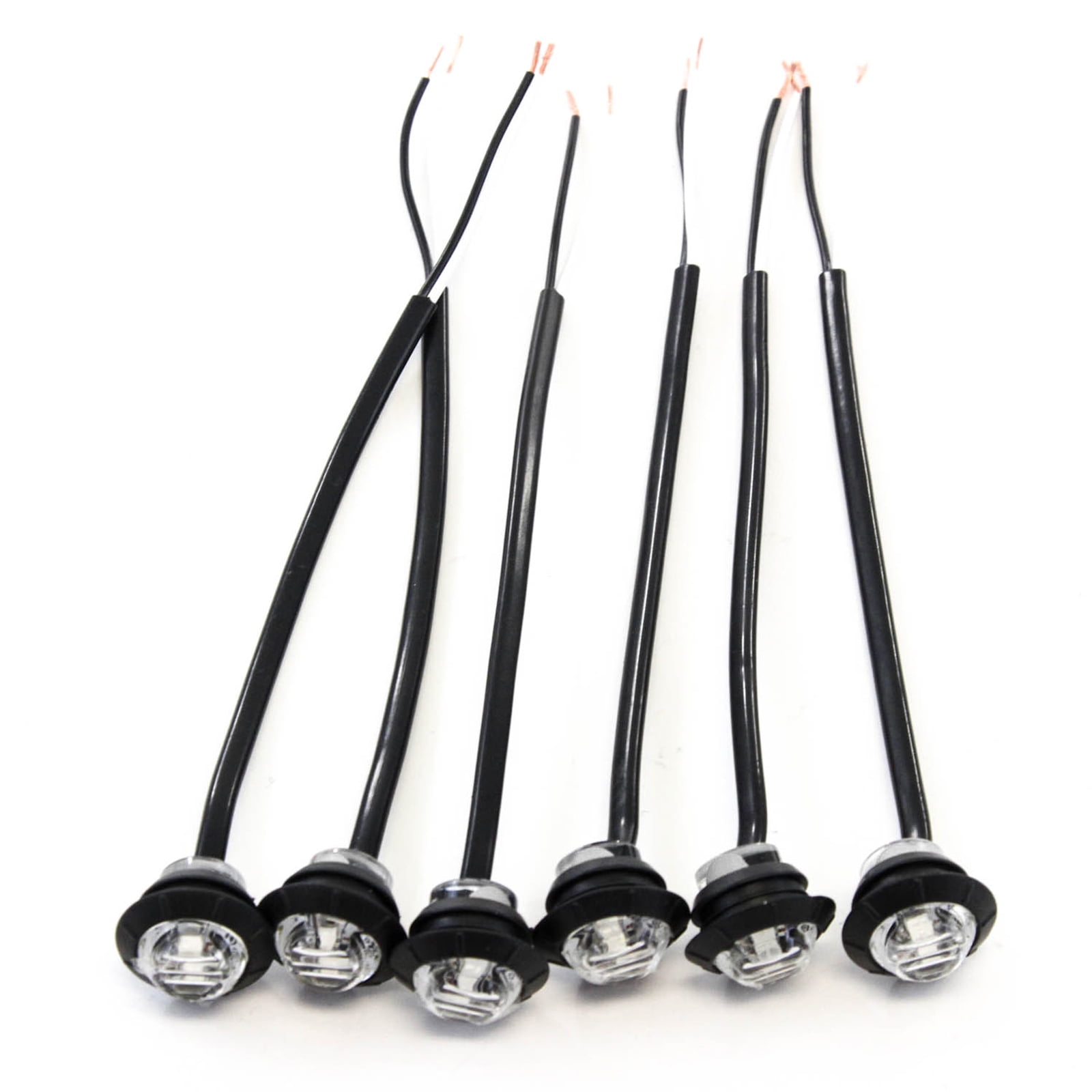 (6) 3/4 Inches Clear LED Clearance Side Marker Lights Truck Trailer