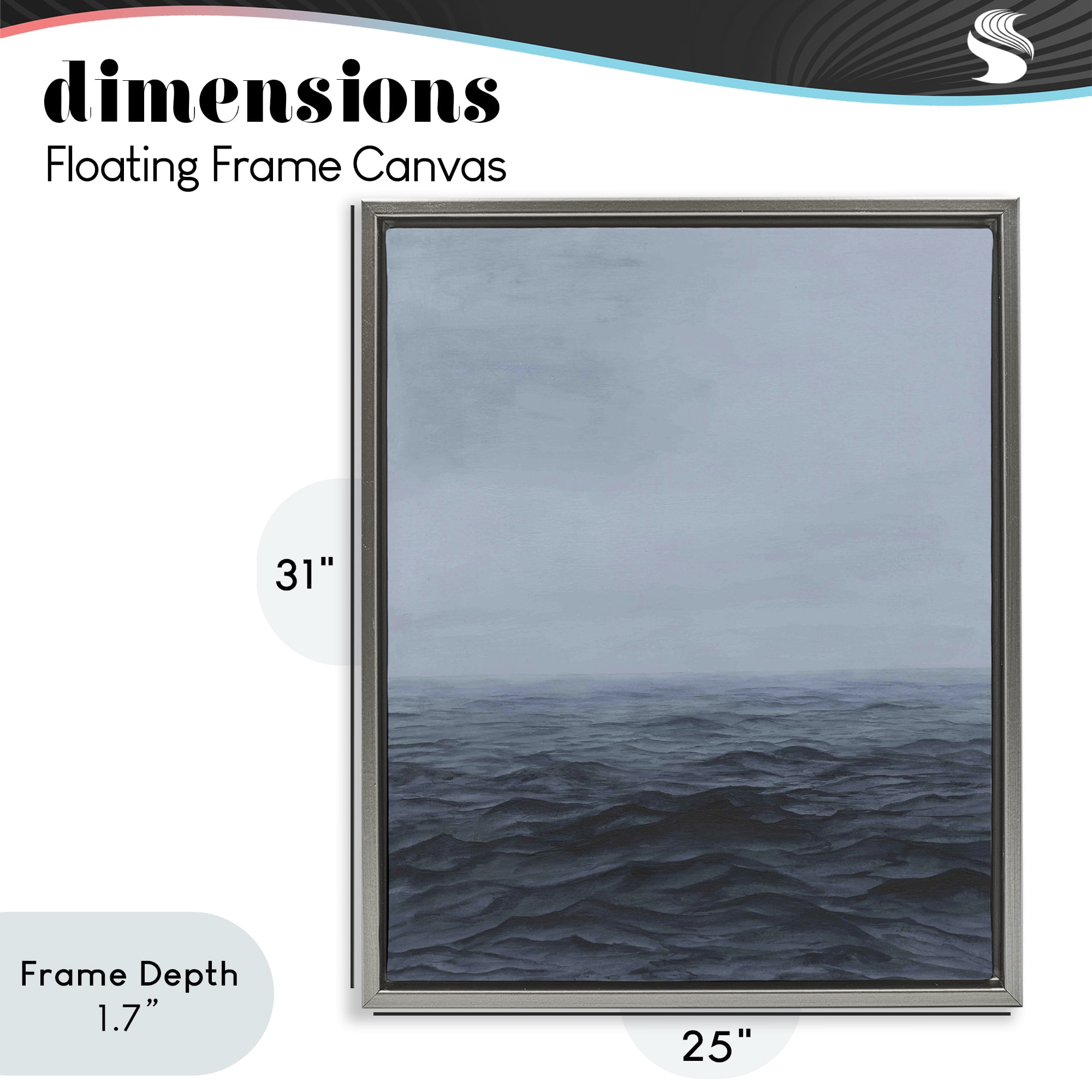 Stupell Industries Vast Ocean Expanse Gray Framed Floater Canvas Wall Art, design by Michael Willett