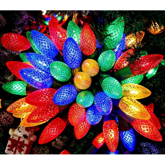 Nordic Hygge 100FT 50 LED Indoor Outdoor Christmas String Light for House Roof Patio Tree, Multicolor