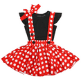 thumbnail image 2 of IBTOM CASTLE Polka Dots Tutu Outfit for Baby Girl Princess 1st Birthday Party Dress up with Overall Suspender Skirt and Headband 0-6 Months Black+Red, 2 of 8