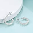 thumbnail image 6 of 925 Sterling Silver Small Pearl Hoop Earrings for Women, 6 of 7