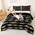 thumbnail image 3 of Erosebridal Colorful Fish Queen Comforter Set, Lake House Fishing Bedding Comforter Set, Black Reversible, 1 Comforter and 2 Pillowcases, 3 of 6